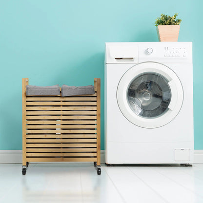 Sedaxi Bamboo Laundry Basket with Wheels