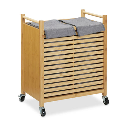 Sedaxi Bamboo Laundry Basket with Wheels