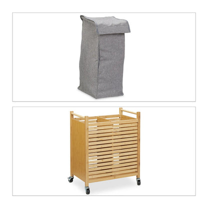 Sedaxi Bamboo Laundry Basket with Wheels